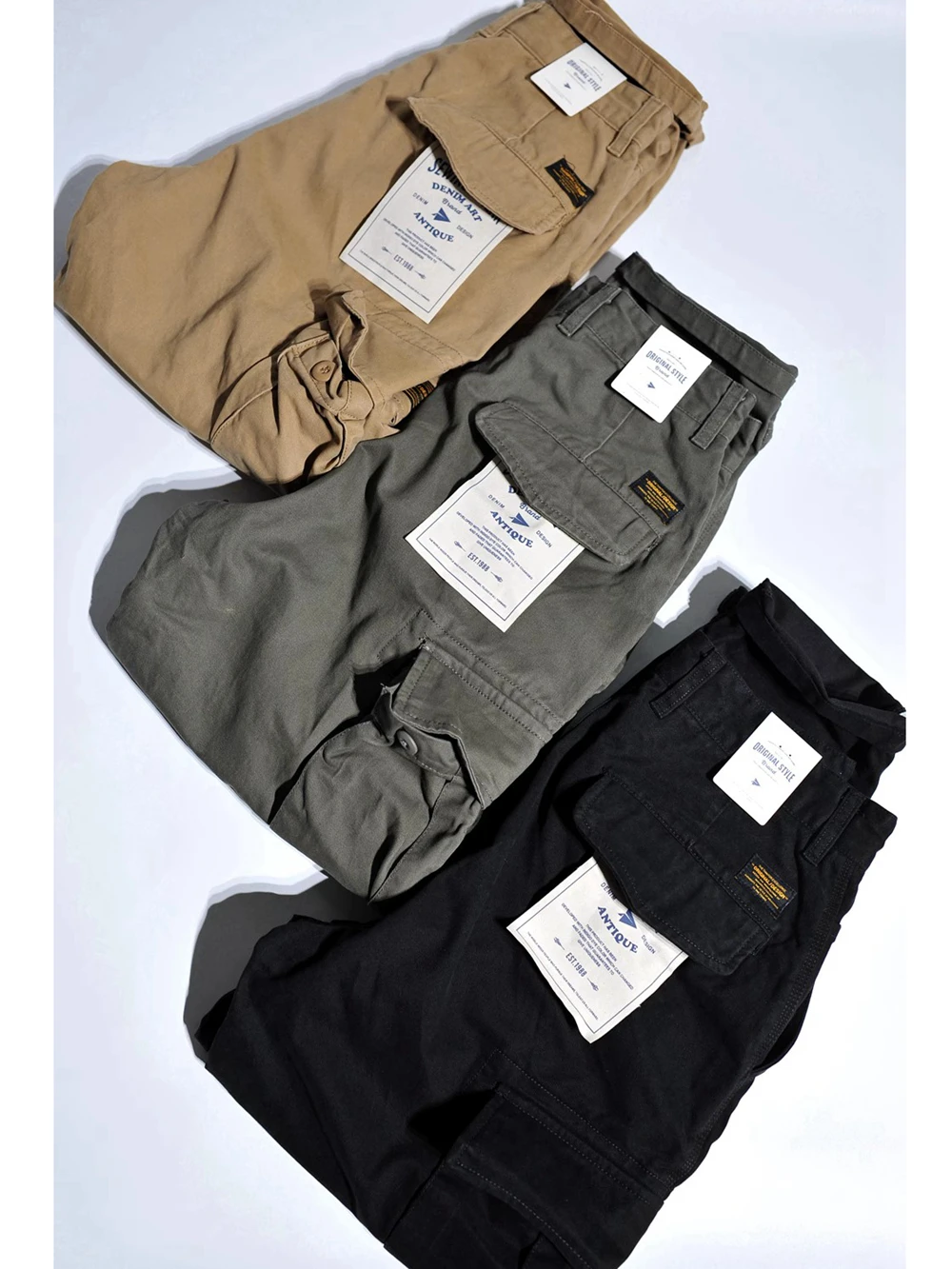 

Ретро-американские рабочие брюки из плотного хлопка с диагональным плетением, свободного кроя, с манжетами, прямые, повседневные, с множеством карманов, цвет хаки