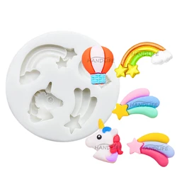 Unicorn Meteor Rainbow Hot Air Balloon Silicone Sugarcraft Mold Chocolate Cupcake Baking Mold Fondant Cake Decorating Tools