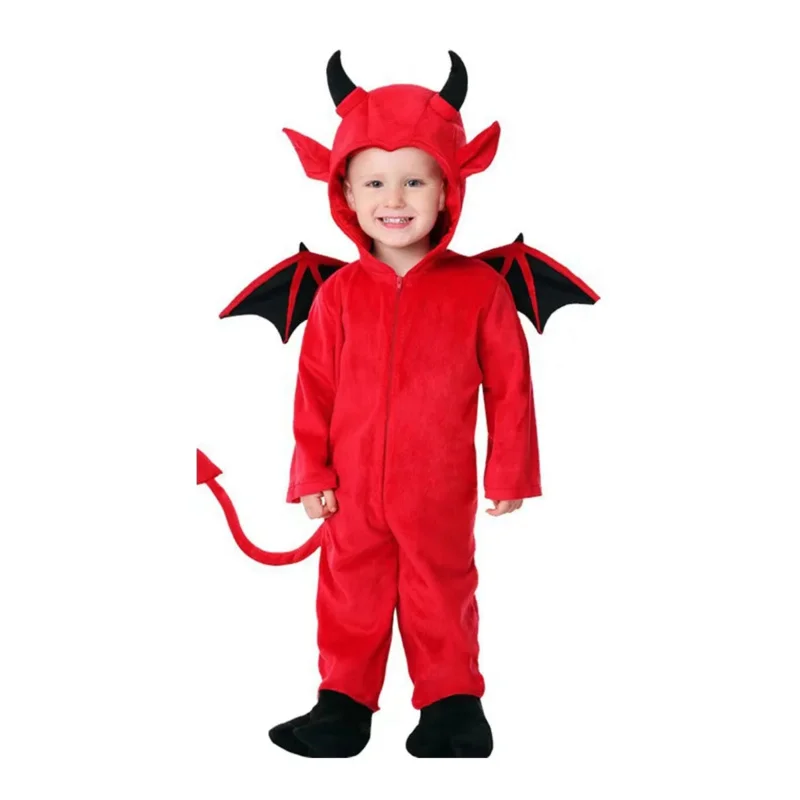 New Children's Little Devil Satan Cosplay Costume Halloween Boy Monster Girls Bat Performance Costume School Party