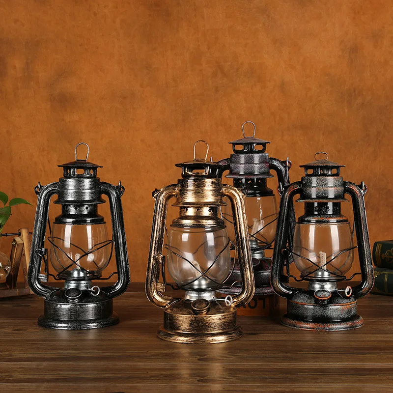 

‌28cm Vintage Oil Lamp - Antique Style Camping Lantern for Outdoor, Tent, Party, Religious Ceremony, Photography Props