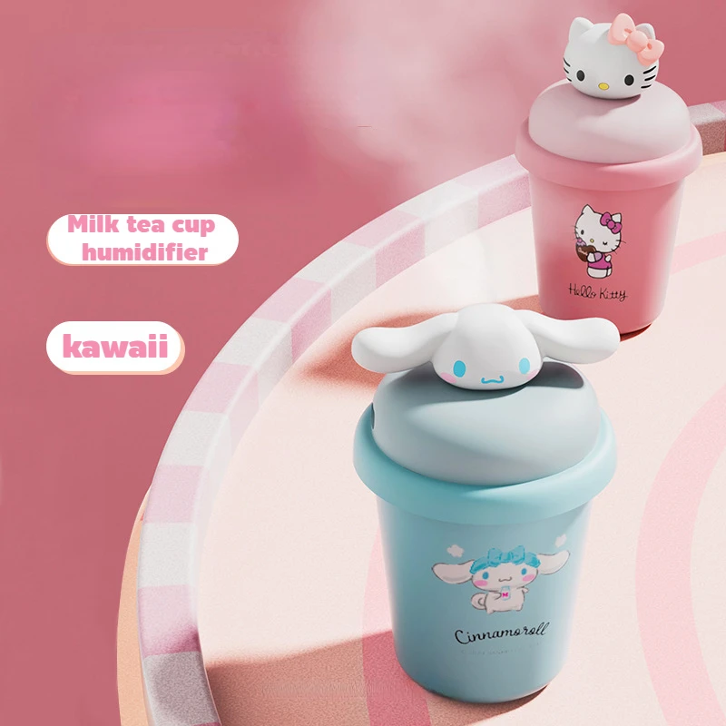 Sanrio Cinnamoroll Hello Kitty Humidifier Night Light Large Capacity Cartoon Office Desktop Bedroom Milk Tea Small Humidifier