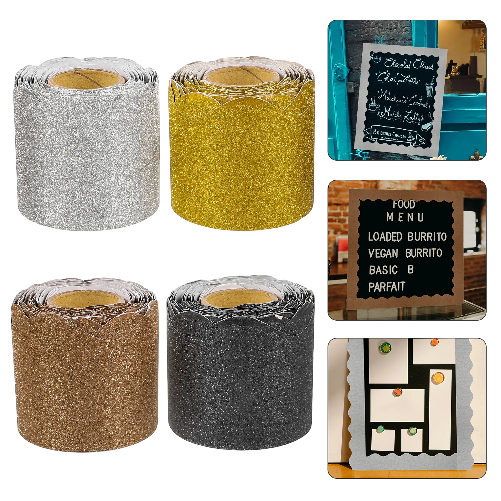 

4 Rolls Border Paper Decoration of Bulletin Board Christmas School Classroom Trim Decorations