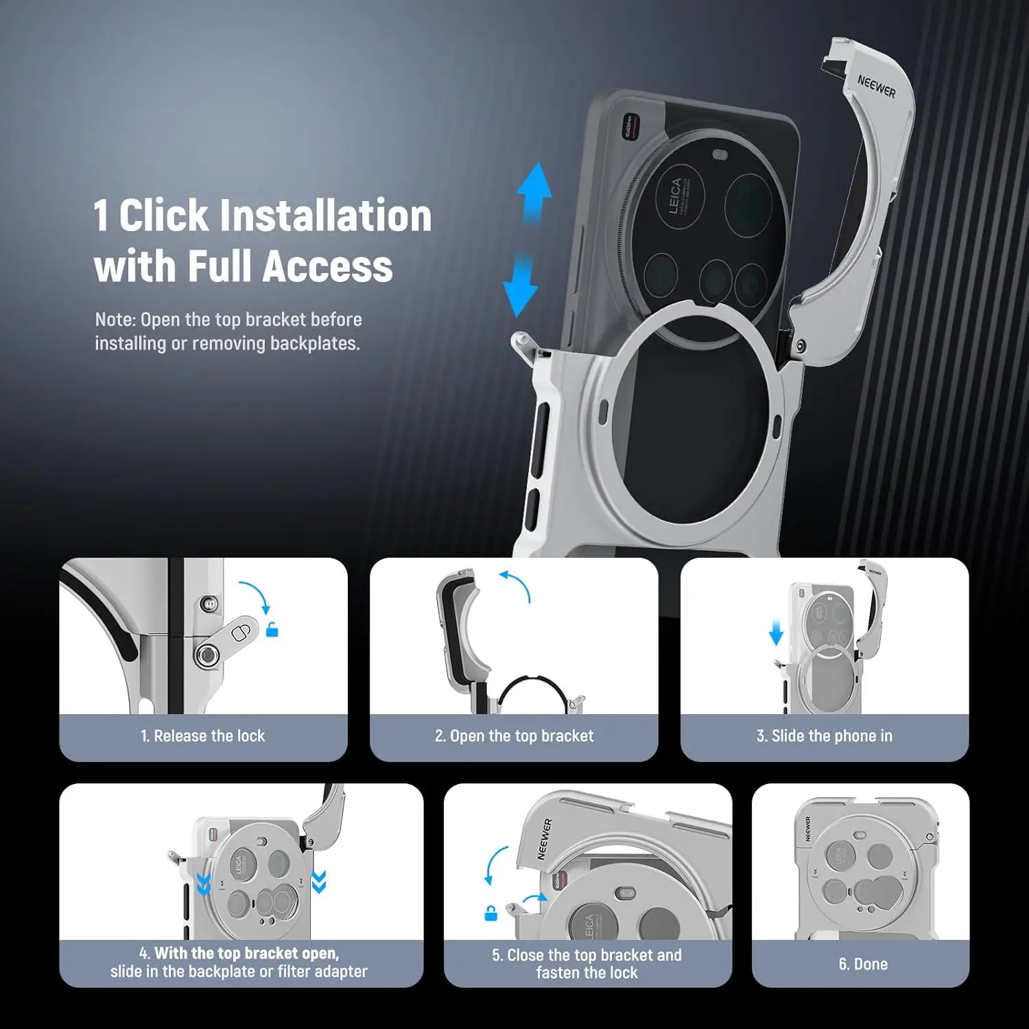 NEEWER Telefonkäfig-Hülle, Schnellverschluss, Video-Rig-Hülle, Telefonstabilisator-Halter für Xiaomi 15 Ultra mit 67 mm Filteradapter – Detail 4