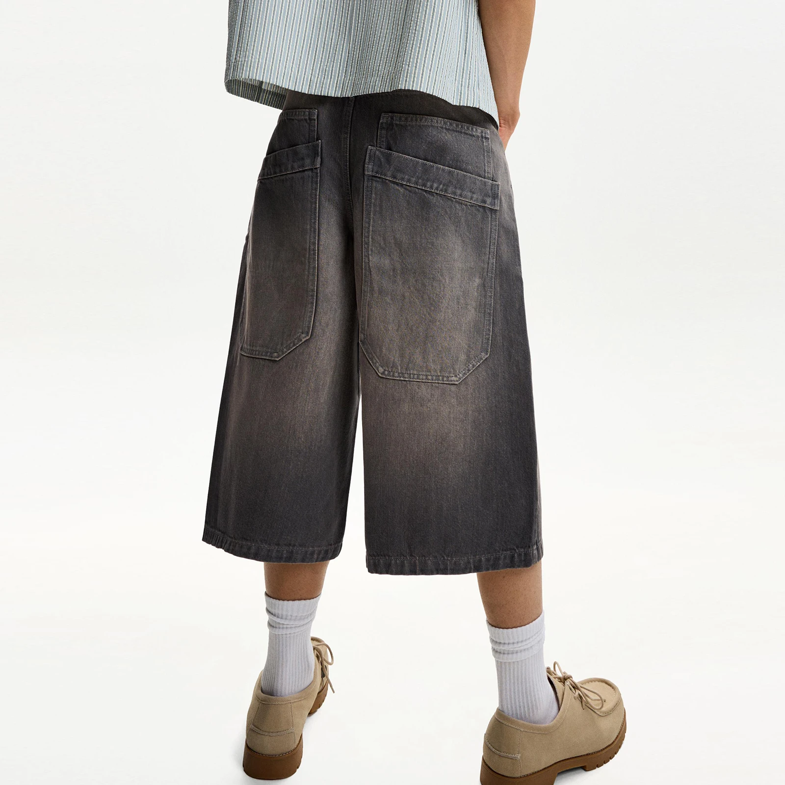 남성 여름 데님 반바지 솔리드 컬러 루즈 한 진 반바지 비치 휴가 데일리웨어 streetwear