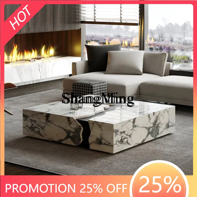 

FG good-looking marble coffee table living room home light luxury high-end modern high-end creative solid wood square tea table