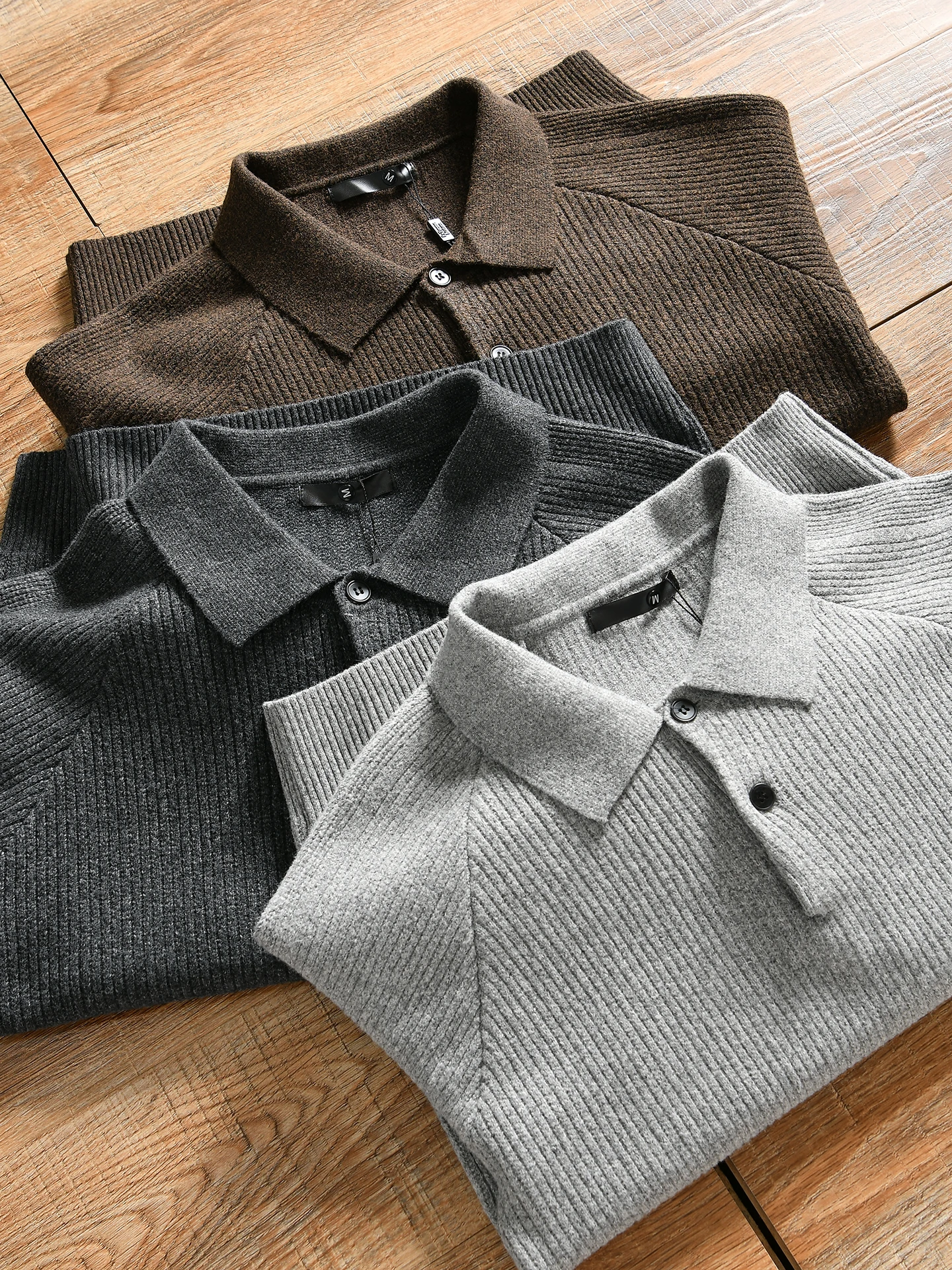 Italian Style Men's Casual Knitted Sweater Button up Collar Elastic Comfortable Business Casual Winter Long Sleeve Shirt