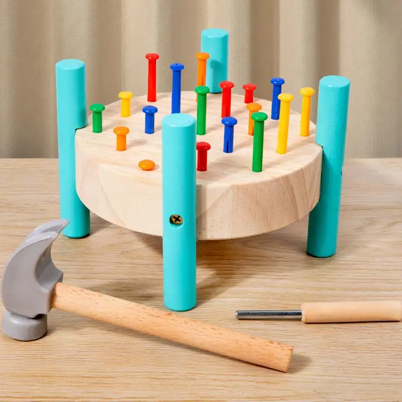 Workbench Pounding Hammer Toy STEM Educational Preschool Learning Toys Tap Hammer Toy Wooden Montessori Early Developmental