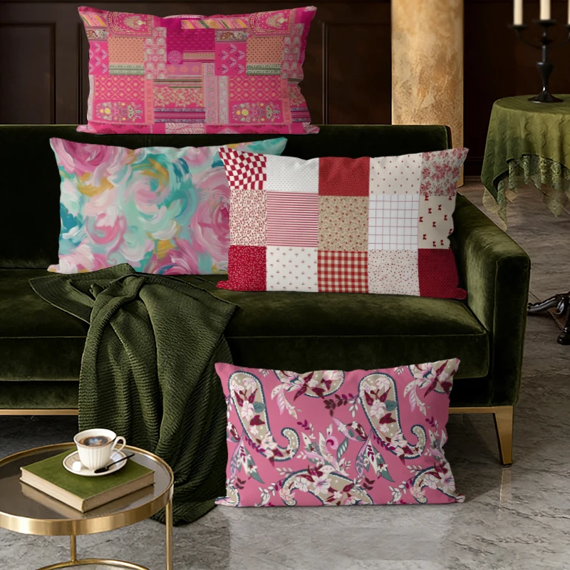Bohemian Patchwork Floral Pillow Cases Suitable For Sofa Bedroom Car Pillow Cover Cushion Rectangular Back Cushion