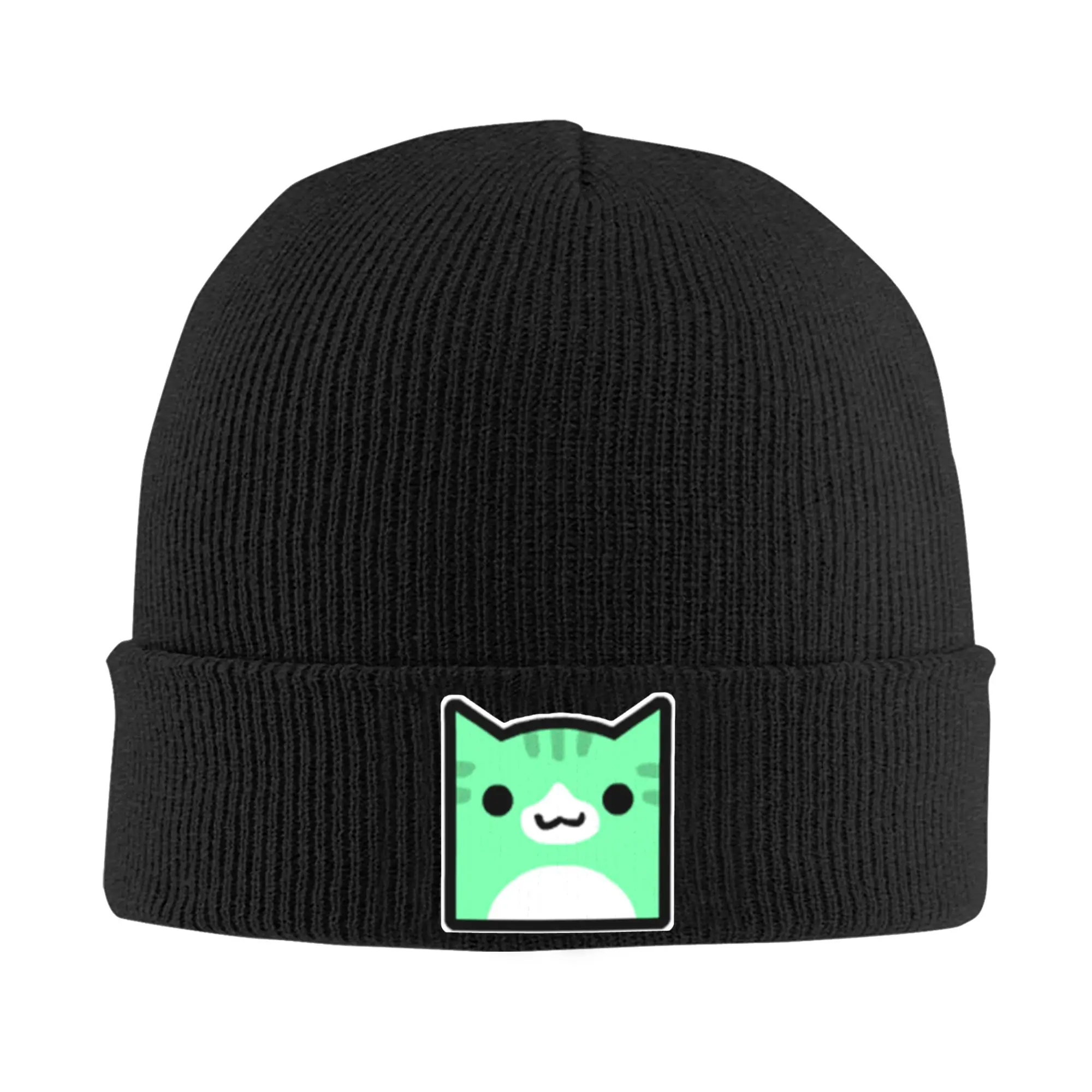 Geometry Dash Icon Cat Cube Games Fun Knitted Hat Women's Men's Skullies Beanies Autumn Winter Hat Acrylic Geometry Dash Cap