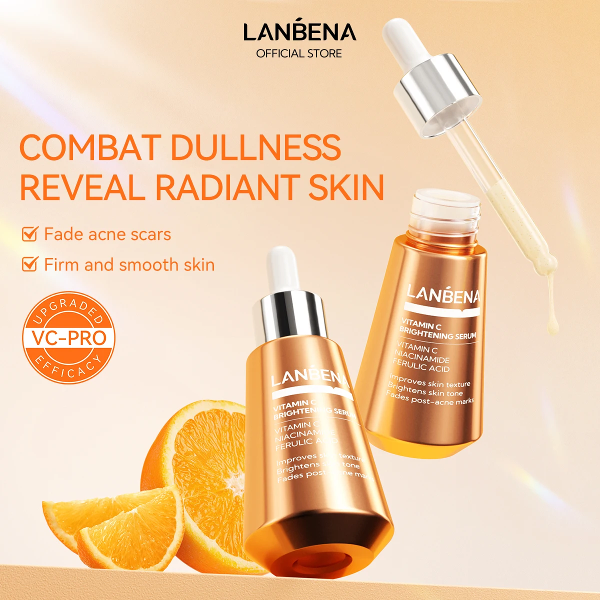 

LANBENA New Product Launch VC Serum Whitening and Translucent Skin Lightening Spots Inhibition Melanin 30ML