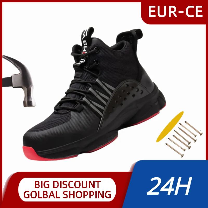 

Steel Toe Anti-drop Construction Work Shoes Anti Shock Work Hiker Boots Puncture-proof Outsole Lightweight Breathable Sneakers