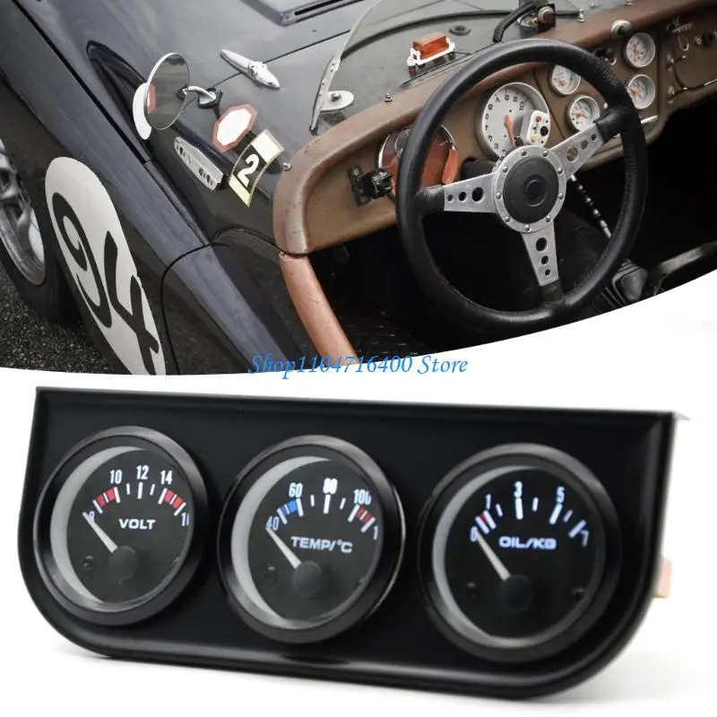 

y1gd 52mm Triple Gauge Cluster Monitor Water Temp Oil Pressure For Automotive