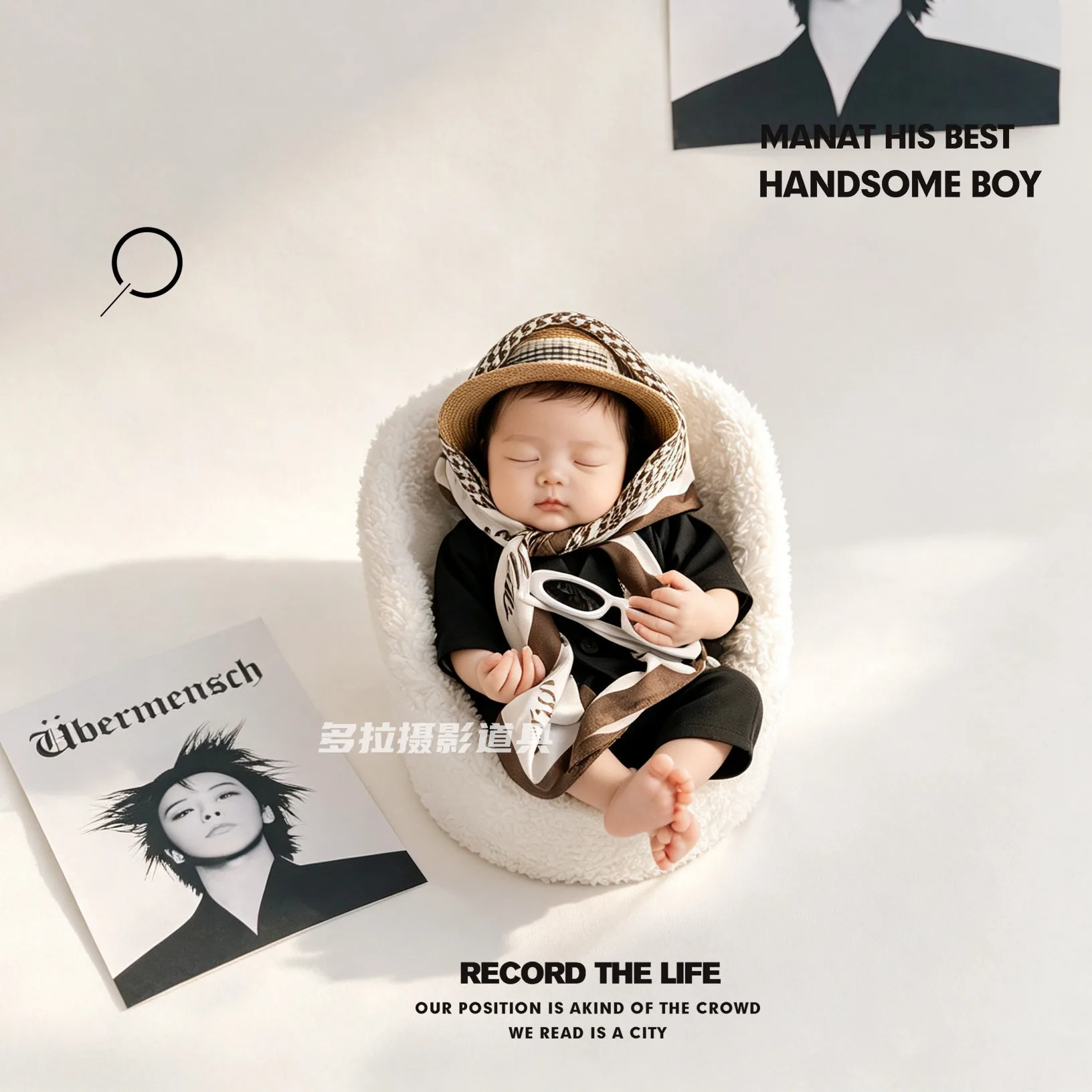 ❤️Newborn Photography Clothing Hat+Shirt+Suits+Handkerchief+Sunglasses Studio Baby Photo Props Accessories Costume Outfits