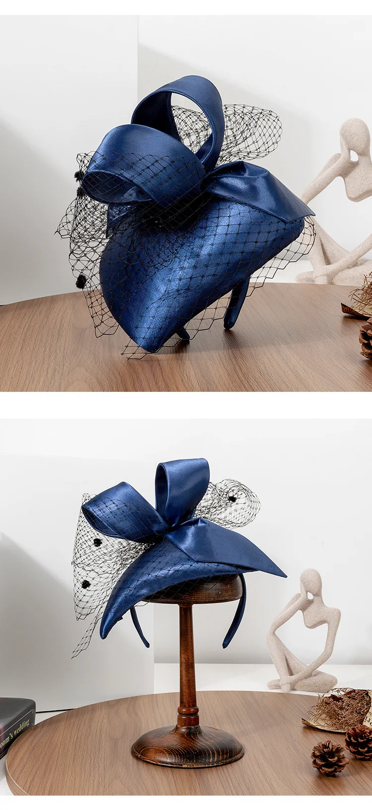 Luxus Grün Cocktail Tee Party Frauen Fascinator Hüte Stirnband Haar Zubehör Modische Elegante Mode Schleier Kappen Hutbänder – Detail 14