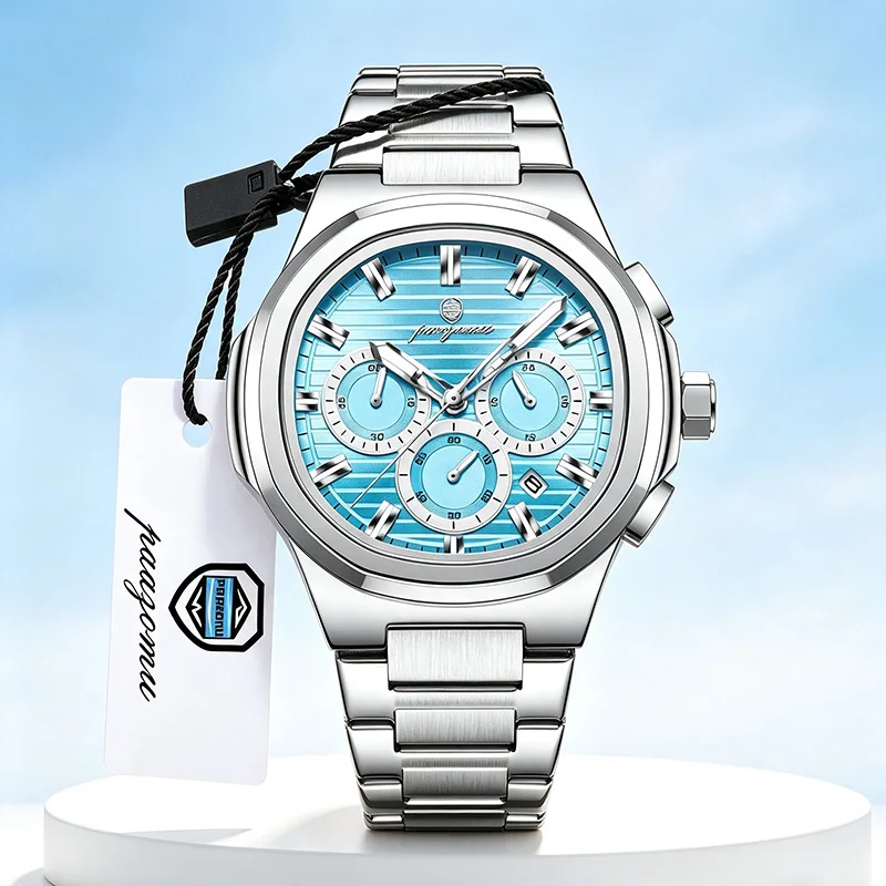 PAAZOMU Luxury Men Watch Original Brand Timing Waterproof Luminous Man Watches Stainless Steel Quartz Male Clock Gifts Reloj+Box