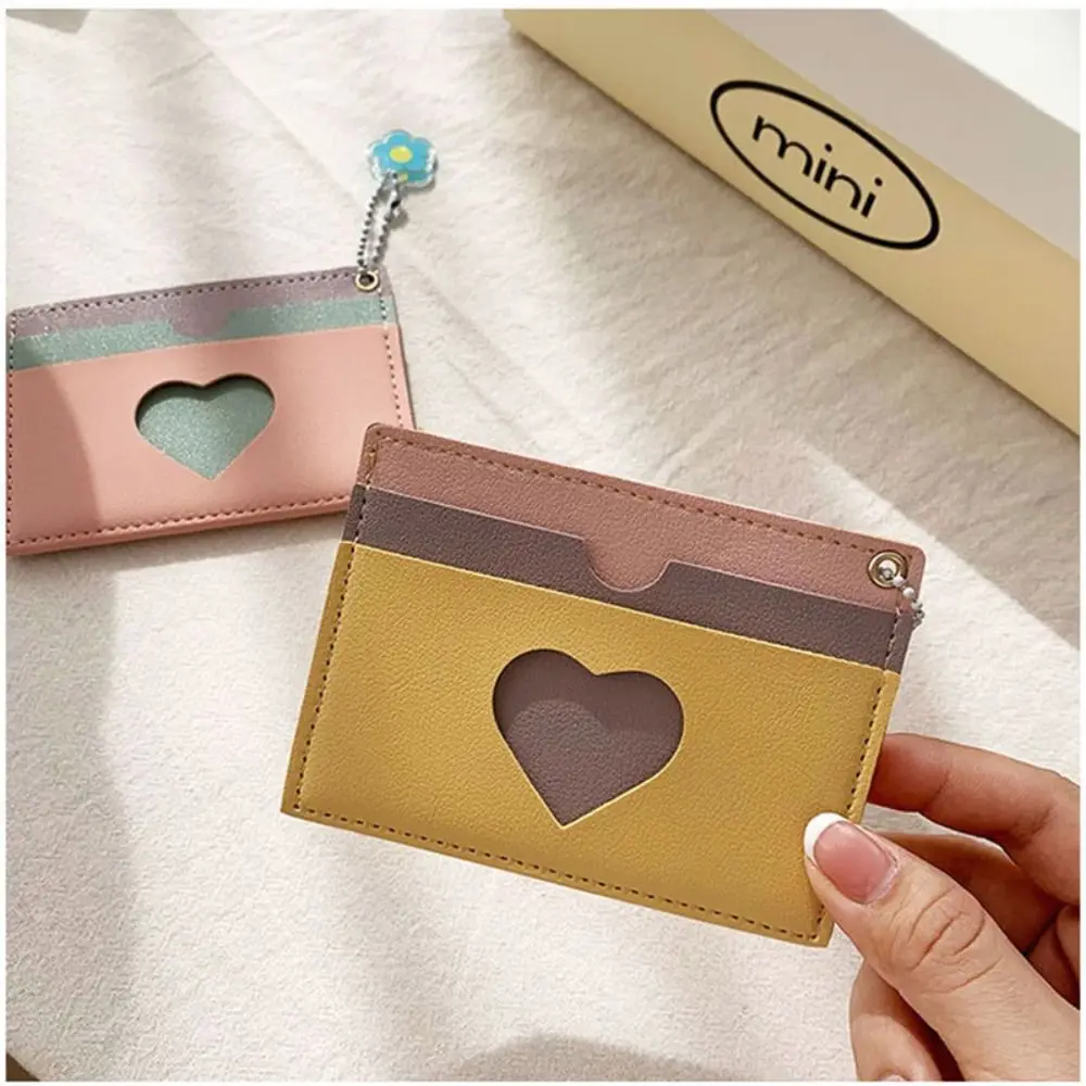 Portable Pu Leather Wallet Heat Love Card Bag Money Clip Card Holder Change Purse Travel