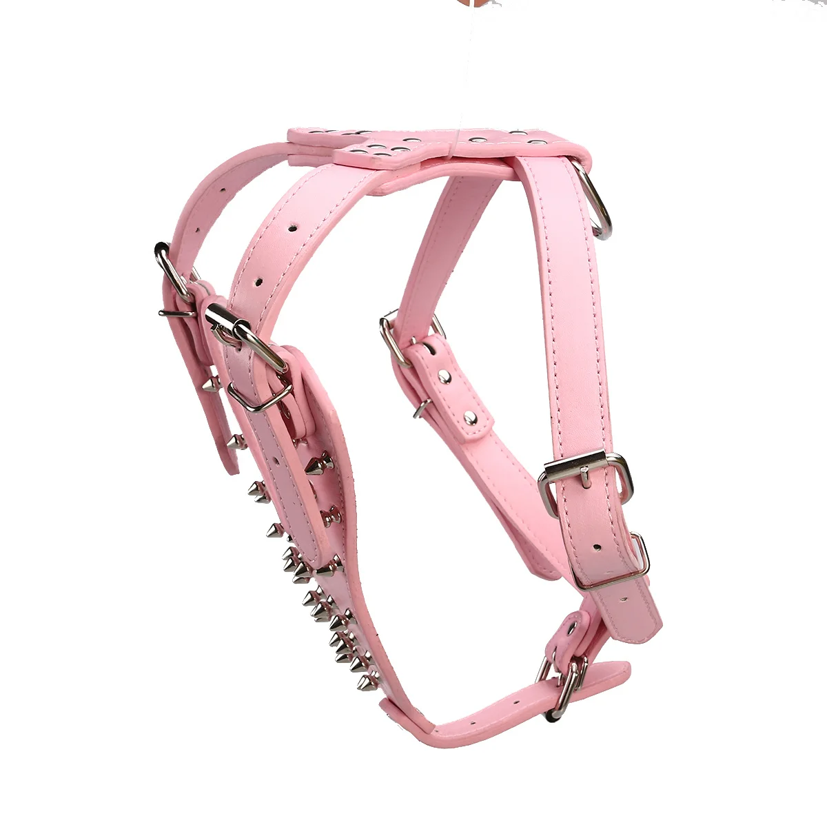 

PU Dog Harness Pink Color Chest 65-85cm Neck 42-65cm Easy to Apply Flexible Material for Active Dogs PU Dog Harness