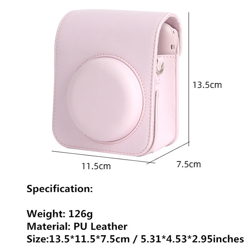 For Instax Mini 12 Camera Case PU Leather Soft Protective Case Trave Bag for Fujifilm Film Camera Bag with Shoulder Strap