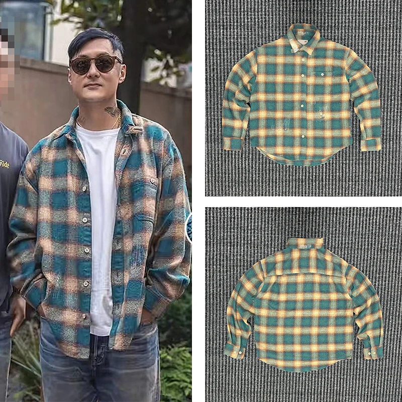 

Мужская повседневная рубашка в клетку из высококачественного вельветового хлопка с длинным рукавом, износостойкая, грязеотталкивающая, весна-осень