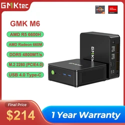 GMKtec M6 AMD R5 6600H Gaming Mini PC 6-core 12-thread 32GB DDR5 1TB SSD Computer PC Mini Computer PC Gaming Desktop