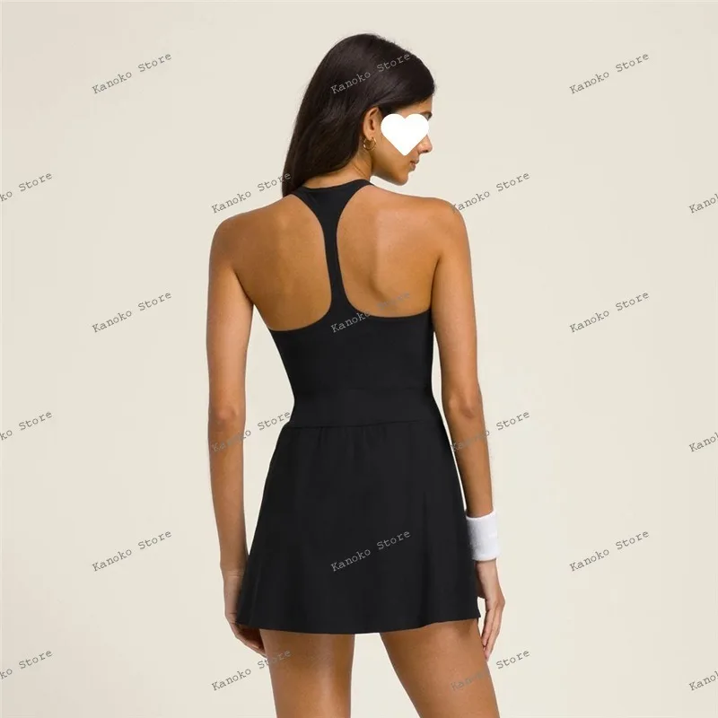 Tennis Skirt Women's Badminton Sports Dress Running Quick-drying Slim Fit with Chest Pad Contrasting Color Clothing Anti-light