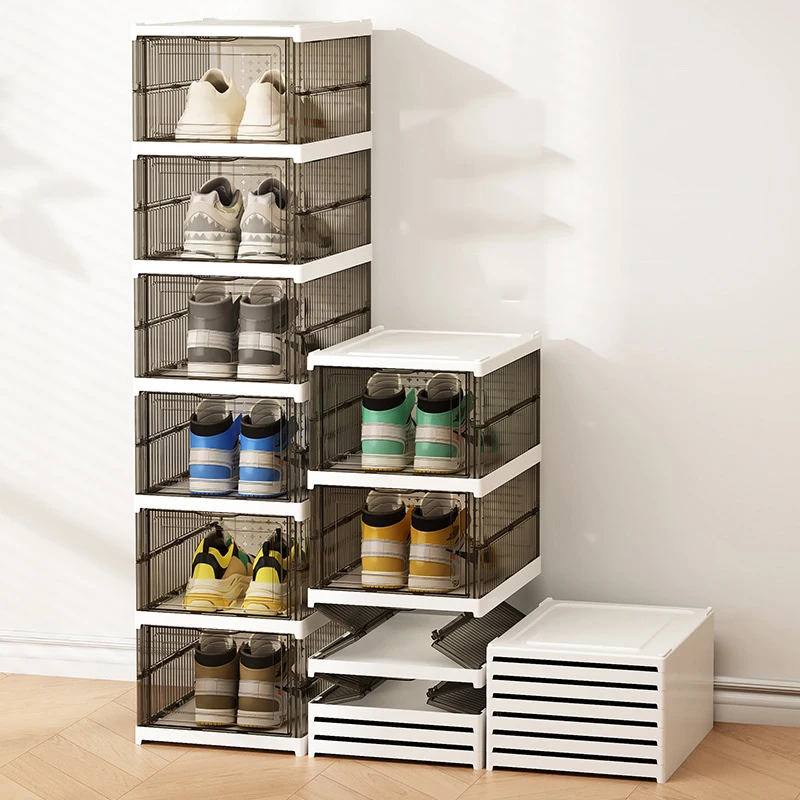 

Collapsible Shoe Box Stackable AJ Shoes Organizers Shoe Rack Versatile Transparent Thickened Plastic Bins for Home Organization