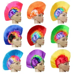 Hot 2 pcs Punk Wig Mohawk fashion synthetic Party Rainbow Halloween Party Festival Fashion Rainbow Wig Cockscomb Hair  JF001