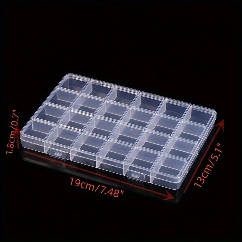 24 Grid Polypropylene Plastic Storage Box, Fixed Divider, Portable Fishing Gear Accessory Box Diy Jewelry Storage