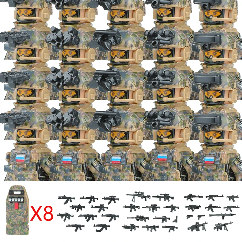 20 pièces figurines de l'armée militaire blocs de construction SWAT fantôme Commando US russie Forces spéciales soldat armes bouclier ceinture briques jouets