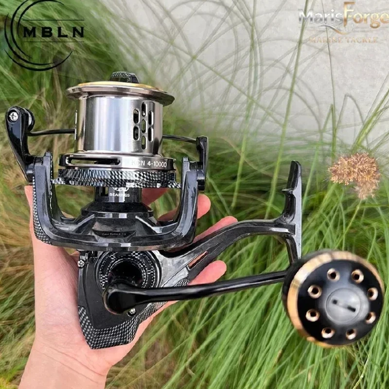 MBLN Carbon Fiber Fishing Reel Ultra Light 530g Screw In Handle Double Guide Rod Long Casting Trolling KCN 4 10000 Saltwater