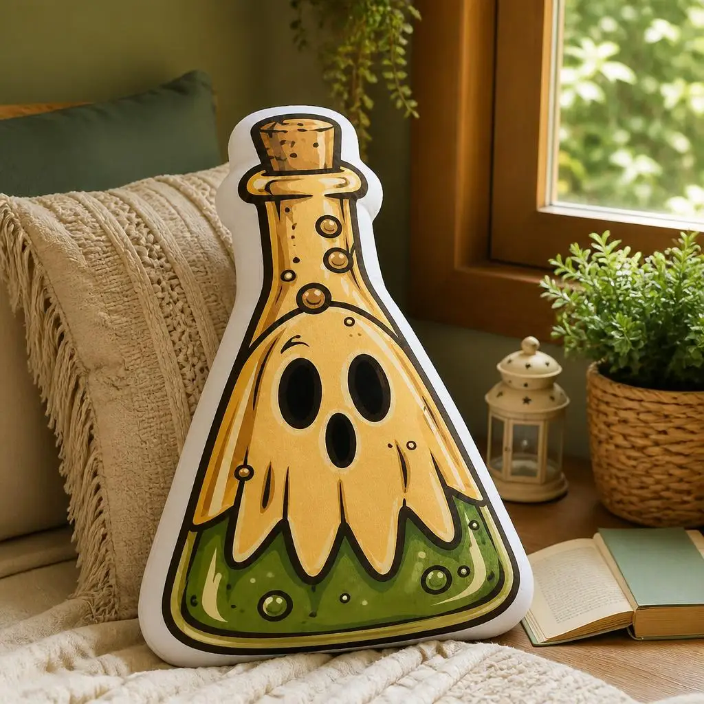 Halloween Ghost Spooky Potion Witchy Laboratory Flask Plush Pillow Cushion Stuffed Throw Pillow Home Decor Gift Sofa Bed