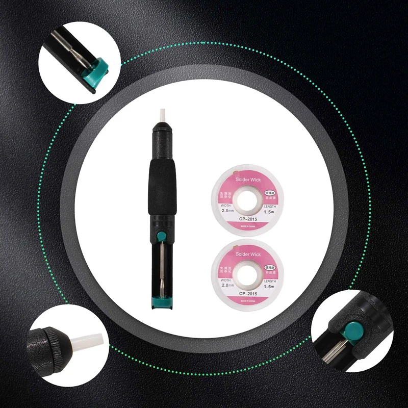 Solder Wick & Desoldering Pump Solder Sucker & Desoldering Wick 2Pcs Solder Braid (2Mm Width, 1.5M Length)