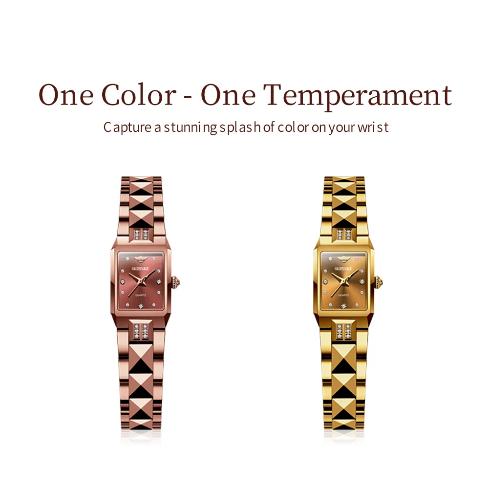 OUPINKE Women's Watches 50M Waterproof Gold Square Quartz Watch For Women Top Brand Original Luxury Ladies Clock Gifts Box 3246