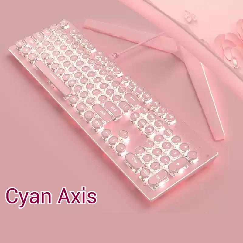 Mechanical Keyboard Pink Wired E-Sports Game Computer Cyan Axis White Light Notebook Office 104 Key Universal Durable Girl Cute