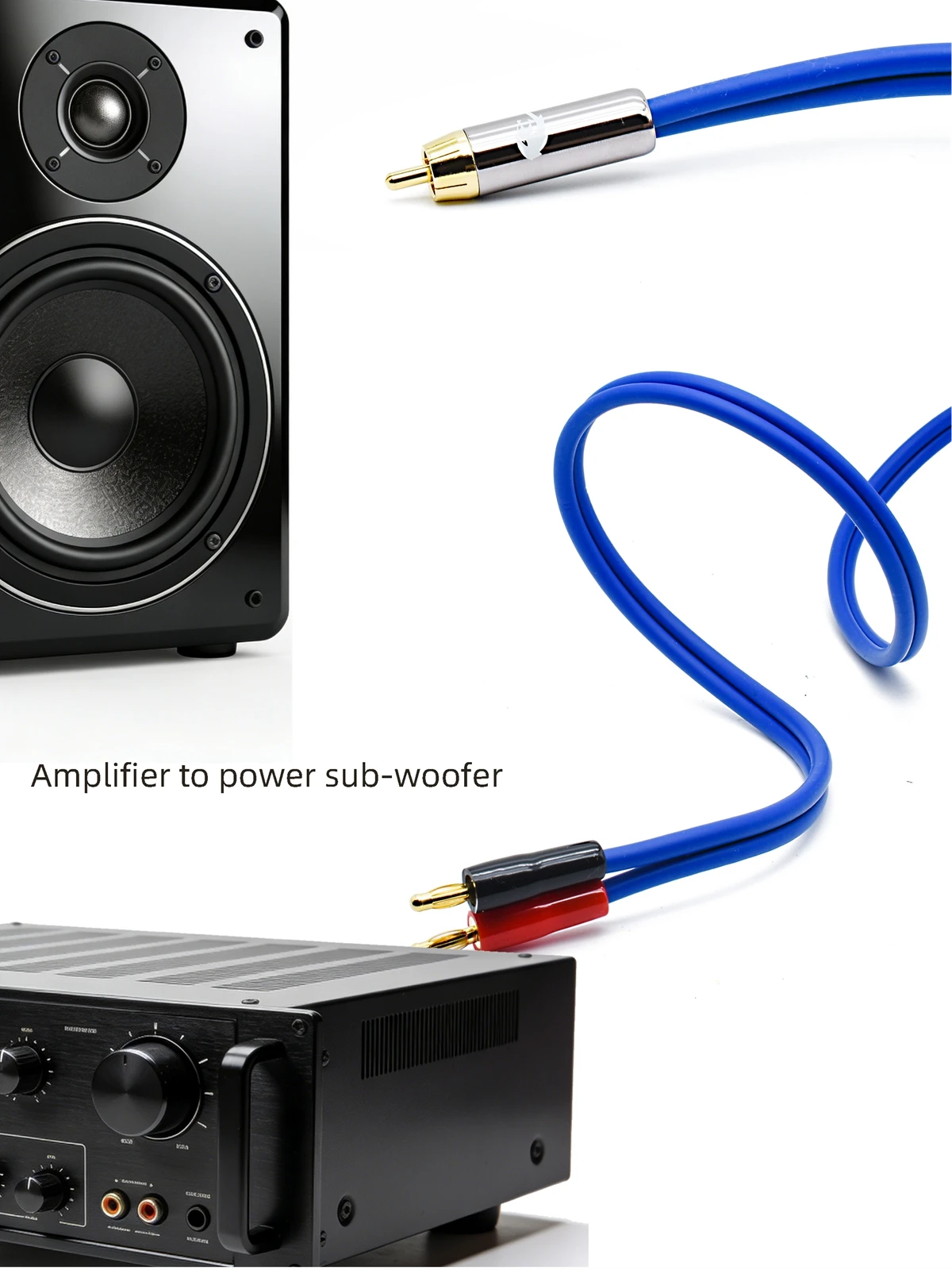 Premium Active Speaker Cable RCA to Dual Banana Spade Plug 2Y for Audio Amplifier Sound box Subwoofer OFC Cable 1M 2M 3M 5M 8M