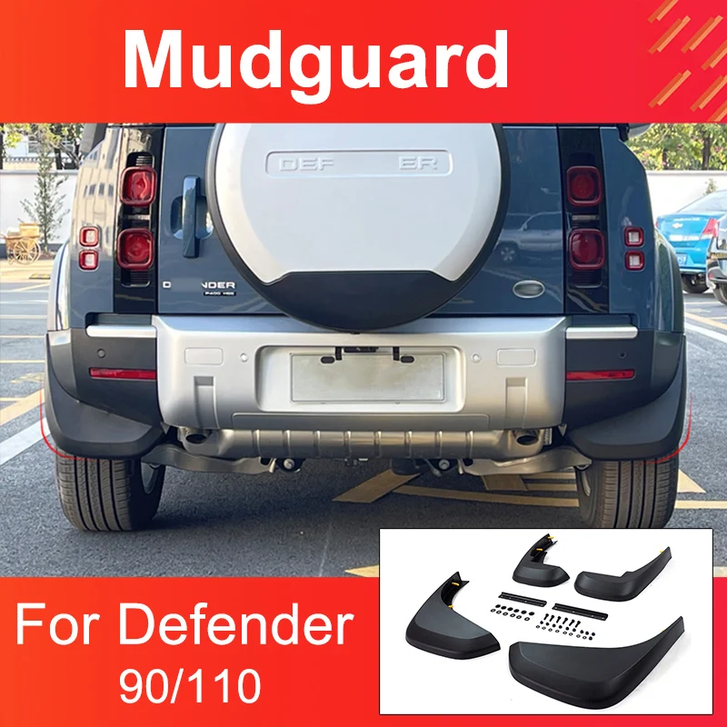 

4 PCS Black Mudguards for Land Rover Defender 110 90 Black ABS Front and Rear Mud Flaps Mudguards Car Exterior Accessory