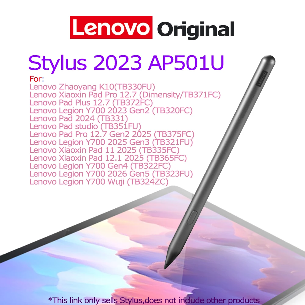 Lenovo AP501U Stylus 2023 4096 Level Pressure Remote Control Anti-Accidental Touch Low Latency Quick Pairing For Lenovo Tablet