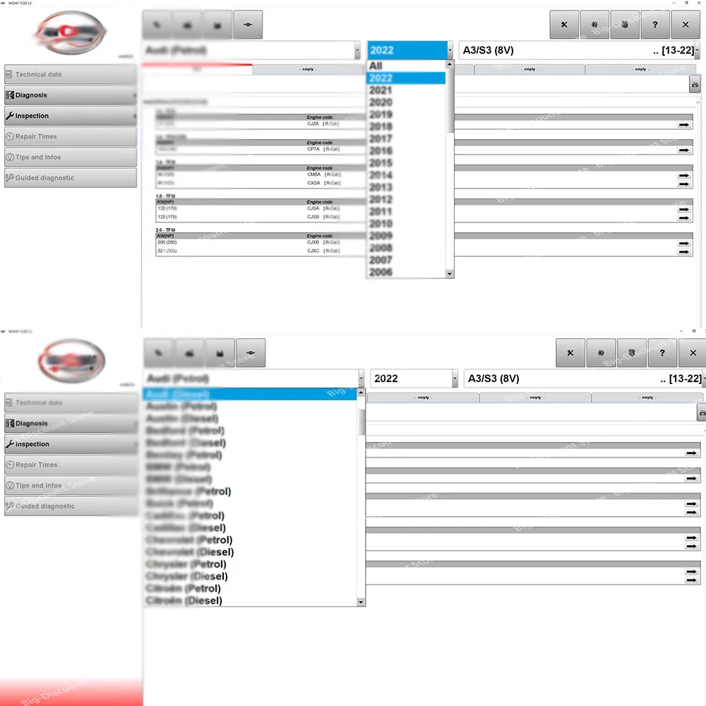 2024 Hot w-ur-th W-O-W V5.00.12 W-O-W 5.00.8 R2 Software Multi-languages with Keygen For T-c-s Multi-diag Cars Diagnostic Tool