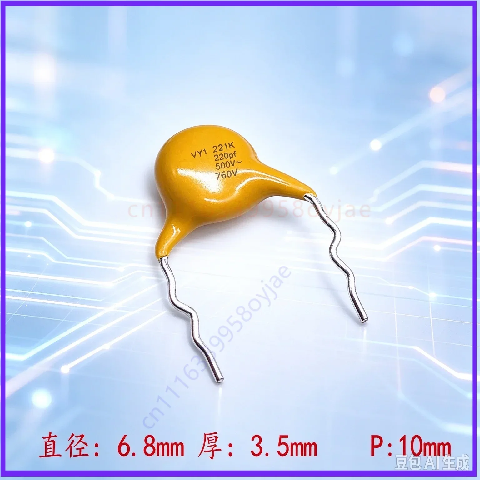 for VISHAY BC VY1221K31Y5 221 220pf 500v Y1 760v X1 Safety Ceramic Capacitor  100pcs