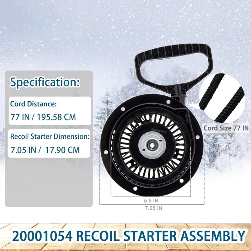 AT02-20001054 Pull Cord Recoil Starter Assembly For Ariens SNO-Tek, AX254 Engines,920021, 920022, 921024, 921030 Snow Blowers