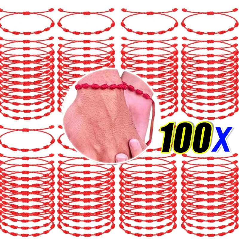 Handmade 7 Knots Red String Bracelet for Lover Protection Lucky Amulet Friendship Braid Rope Wristband Jewelry Gifts Wholesale