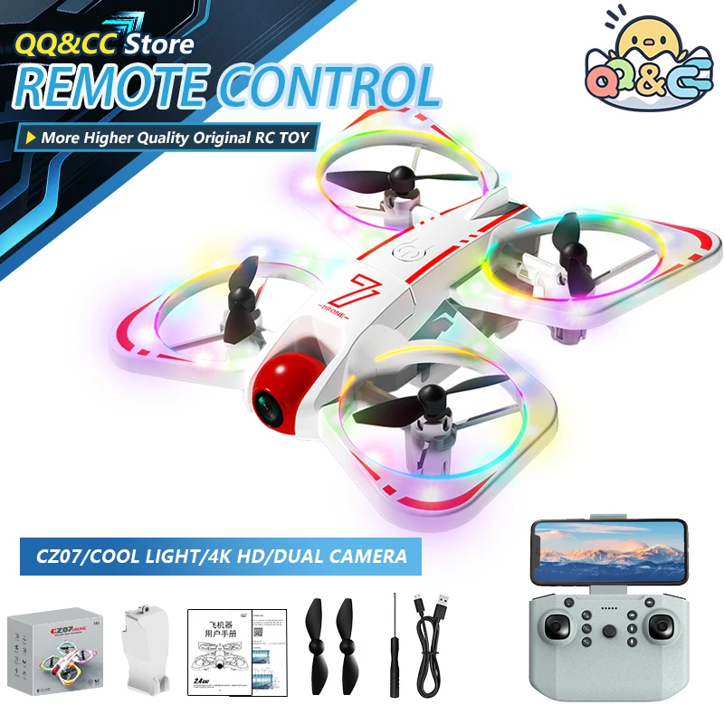 

CZ07 БПЛА Ослепительное освещение Ночной дрон Игрушка 4K HD Дрон с двойной камерой Аэрофотосъемка Самолет Трюк RC Игрушки Подарок на день защиты детей