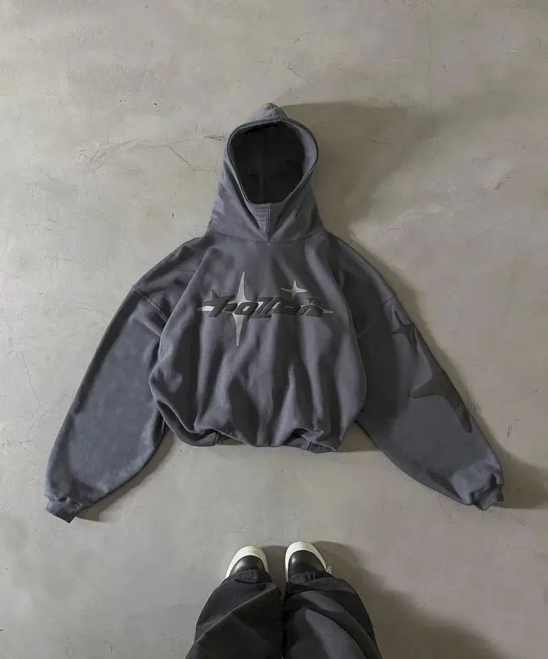 2024 American Trend High Street Retro Star Alphabet Foam Hoodie for Y2k Goth Harajuku Casual Couple Loose Sweatshirt