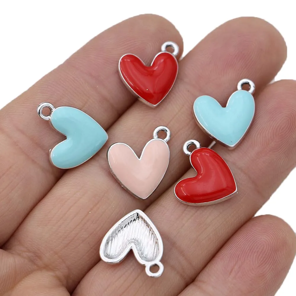 10Pcs Silver Plated Enamel Red Heart Charms Pendant for Jewelry Making Earrings Bracelet Necklace Accessories DIY Findings - AliExpress 36 - Image 4