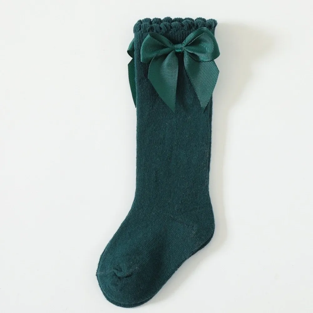 new Bow Leg Warmers Red Green Cotton Hosiery New Year Socks Girls
