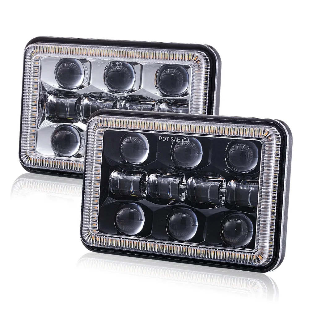 60W with DRL High/Low Beam Square Sealed Beam Rectangular 4x6 Led Headlights for Peterbilt kenworth Truck