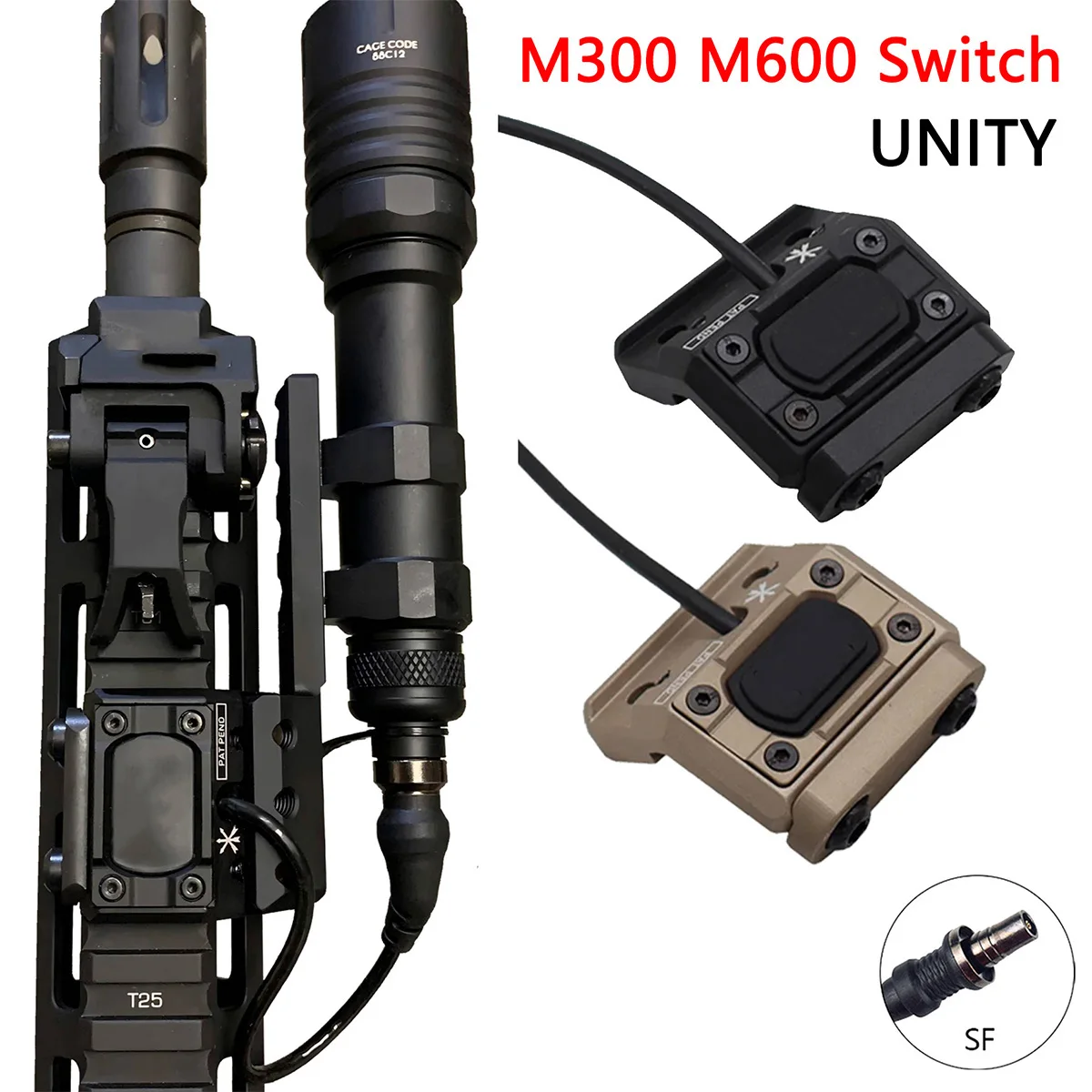 Фонарь Surefire M600 M300 UNITY с двойным переключателем, тактический светодиодный прожектор для охоты, тактический фонарь для винтовки AR15, фонарь для страйкбола.