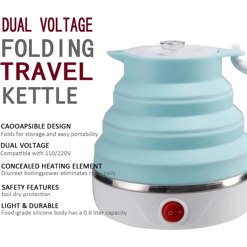 

Dual Voltage Travel Friendly Foldable Electric Kettle Foldable Household Rubber Small Pot Food Grade Silicone Boil