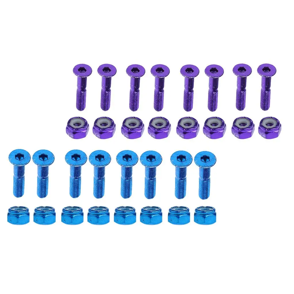 16PCS 1'' FLAT HEAD REPLACEMENT SKATEBOARD TRUCK HARDWARE LONGBOARD SCREWS BOLTS