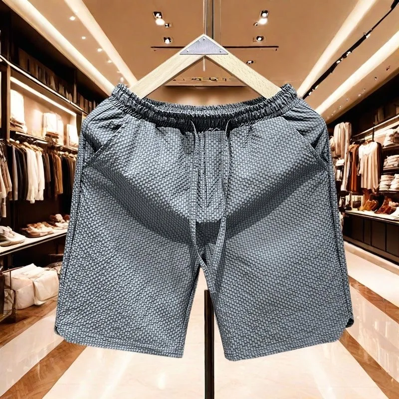 

Мужские свободные пляжные брюки средней длины Ice Silk Five-Quarter orts Qui Dry Bubble, летние повседневные молодежные брюки из полиэфирного волокна